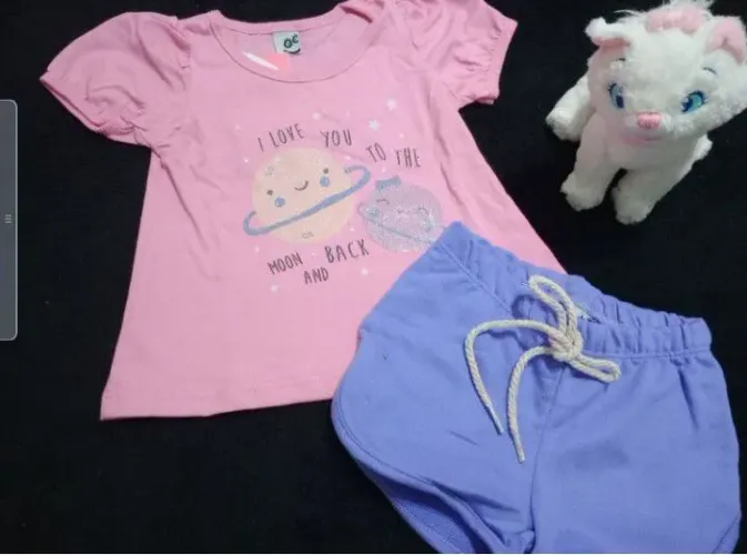 Conjunto bebê de short e blusa Teddy Bear TAM p