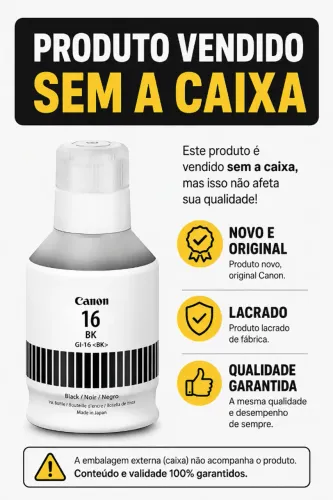 Frasco De Tinta Canon Modelo Gi-16 Maxify Gx6010 7010 Preto