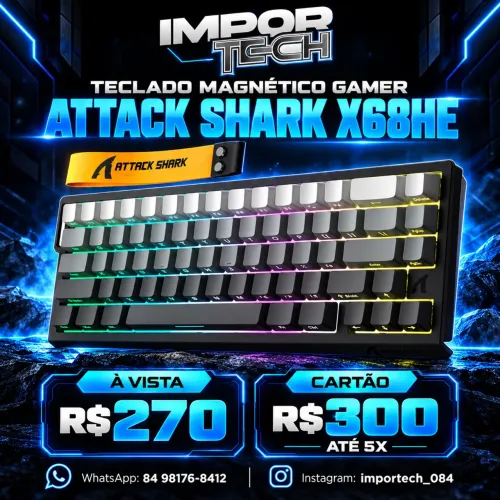 Teclado magnético gamer Attack Shark X68he.