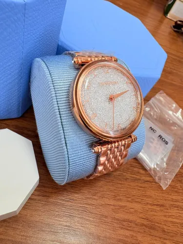 Relógio Suiço Swarovski Cristaline Feminino Ouro Rosé 35mm
