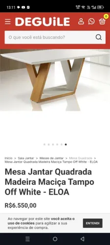 Mesa de Jantar Retangular e 4 Cadeiras