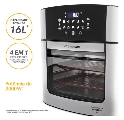 *Nova, caixa lacrada* Air Fryer Kitchen Art 16l 4 Em 1 Espeto Rotisserie Kaf16a