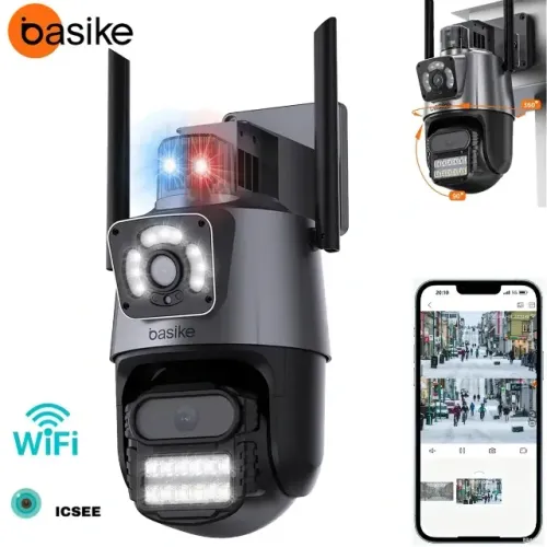 Câmera Segurança IP Externa Wi-Fi Inteligente Lente Dupla, 360° 4k Tela Dividida
