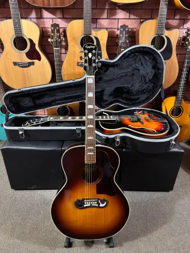 Violão estilo Epiphone EJ200 jumbo elétrico ANALISO TROCAS