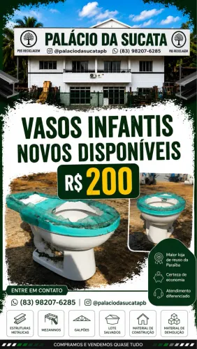 VASOS INFANTIS NOVOS NA PALÁCIO DA SUCATA!