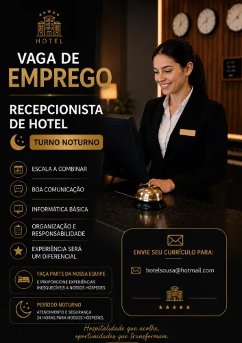 Vaga para recepcionista de hotel noturno