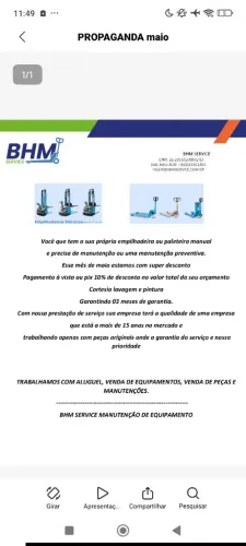 Mecânico de paleteira e empilhadeiras em geral 