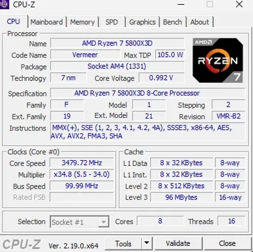 Processador Ryzen 7 5800X3D
