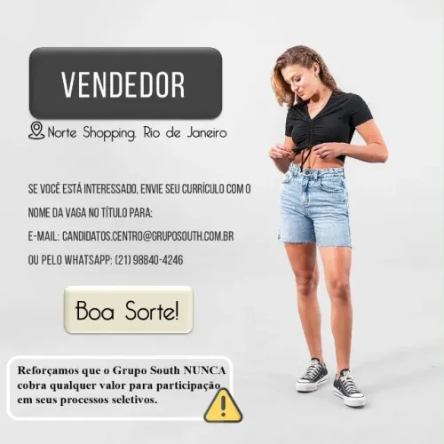 Vaga para vendedor South Norte shopping