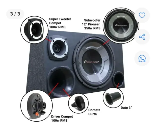 Caixa Trio Pionner Subwoofer