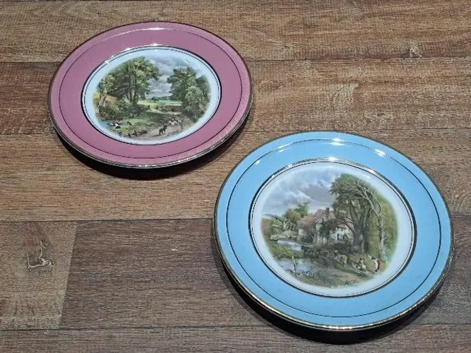 Par De Pratos Decorativos Antigos-Nadir Anos 50/60 - Cenas De Campo -Vintage-diâmetro 20cm