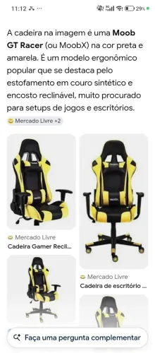 Cadeira Gamer Moob GT Racer reclinável ajustável na cor preta e amarela