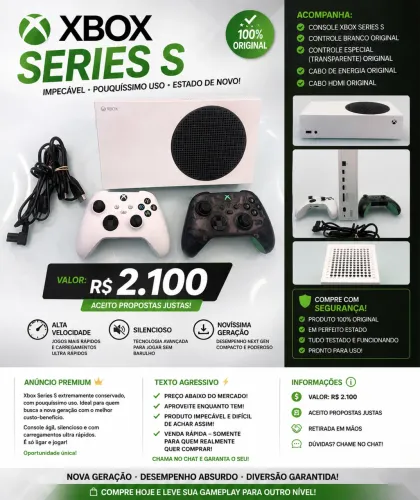 ? Xbox Series S Impecável + 2 Controles Originais - R$ 2.100