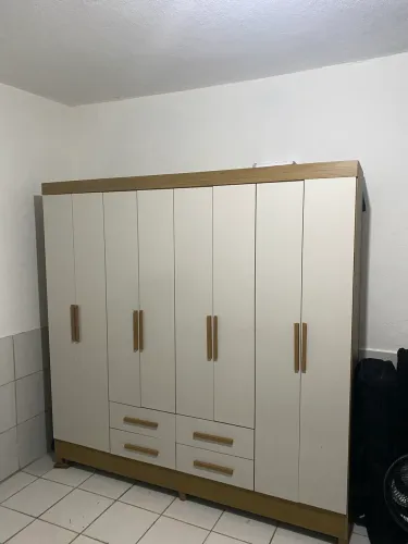 Guarda Roupas Casal 8 Portas 4 Gavetas Freijó/Off White Flórida Moval