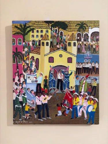 Obra de Arte Assinada Pintura Sobre Tela Naif Edgard Di Oliveira Arte Popular Brasileira