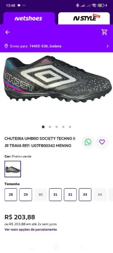 Chuteira umbro ( usada 1vez) 40/41