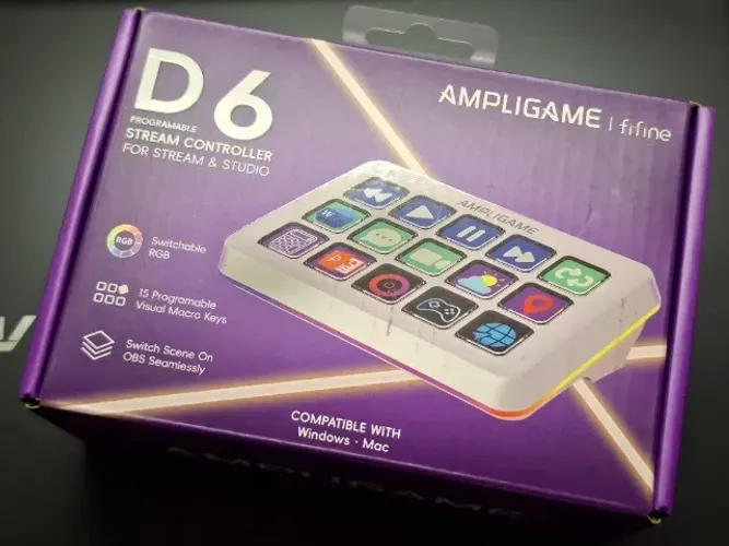 Mesa Controladora | Stream Deck Ampligame Fifine D6 | 15 Teclas | RGB