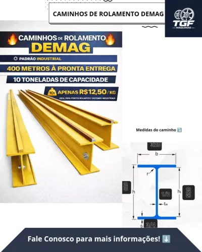 CAMINHO DE ROLAMENTO DEMAG PARA PONTE ROLANTE - ATÉ 10 TON
