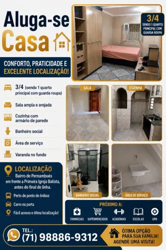 Aluguel casa ampla segura e confortavel