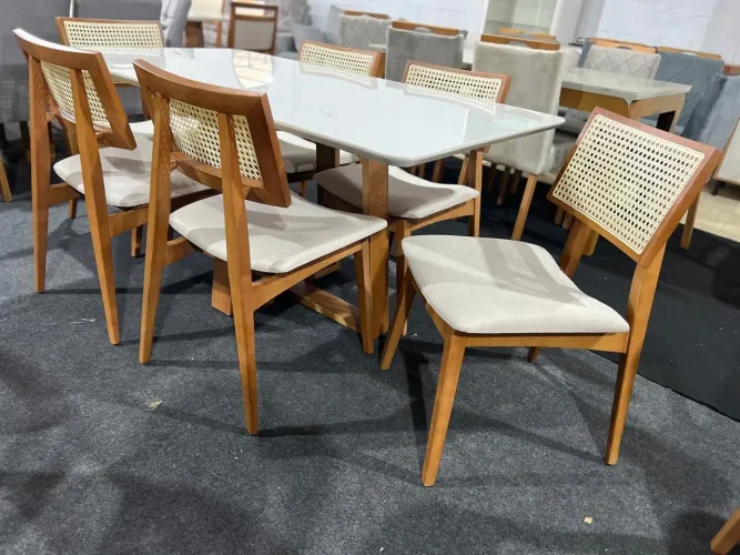 Mesa de Jantar Jasmim com 06 cadeiras Gaya