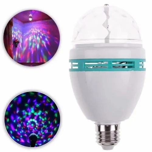 3 Lampada Globo De Luz Led Rgb Giratória Bola Maluca