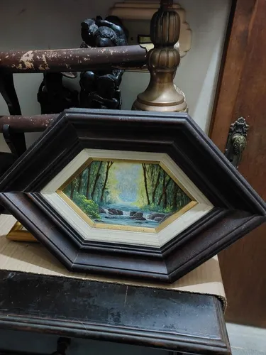 QUADRO PINTURA OST MOLDURA MADEIRA ANTIGA NOBRE