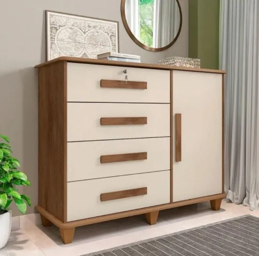 Cômoda Sapateira Grécia 4 Gavetas 1 Porta - Promoção -Temos Crediario