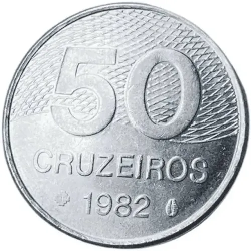 2 Moedas 50 Cruzeiros - 1982 e 1983 - Anverso Plano Piloto Brasilia - Aço Inox 