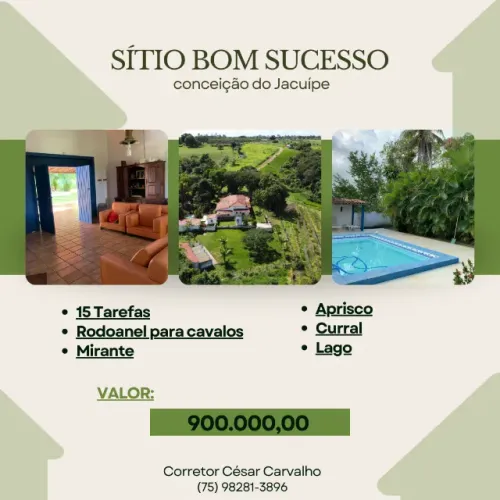 SÍTIO BOM SUCESSO EM CONCEIÇÃO DO JACUÍPE - 15 TAREFAS
