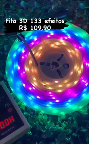 Fita LED 3D DIGITAL Sem/ Fonte para ligar 220V 133 efeitos (Nova)
