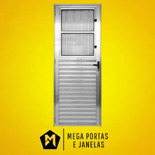 Porta Social Alumínio Brilhante - Linha 25 (Completa)