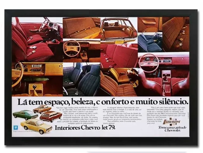 Opala 1979 interior bordô - Quadro decorativo com propaganda original de revista