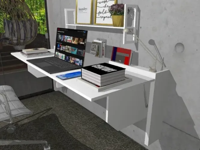 Mesa De Escritório Dobrável. Espaçosa. Em MDF Texturizado. L100cm