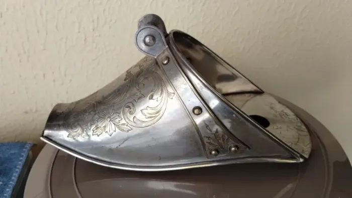 Antiga Sapata Estribo Eberle Metal Com Banho De Prata #av (Usado)