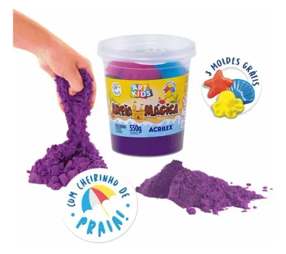 Areia Mágica ACRILEX pote de 550 g (cor roxa)