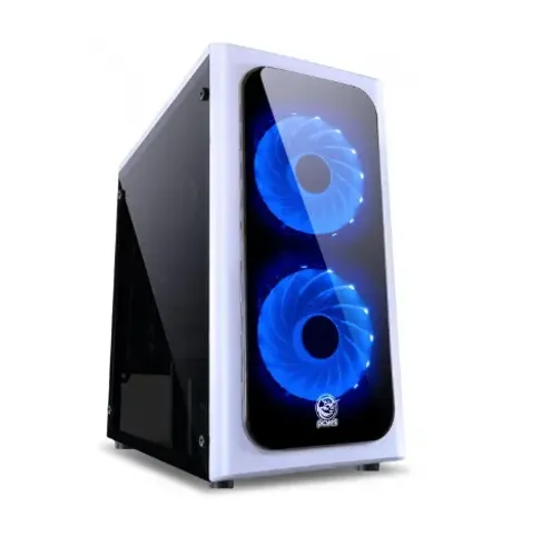 Gabinete Gamer Pcyes Venus White c/ 2 Fans Led Azul - Micro-ATX e Mini-ITX - WZetta