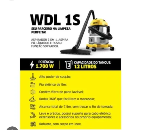 Aspirador de Pó e Líquidos WDL 1S - Limpeza Perfeita!