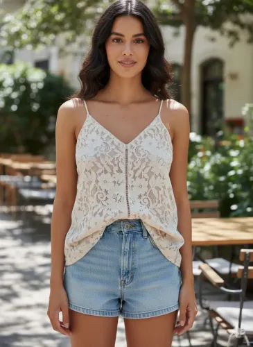 Shoulder blusa alça renda forrada M
