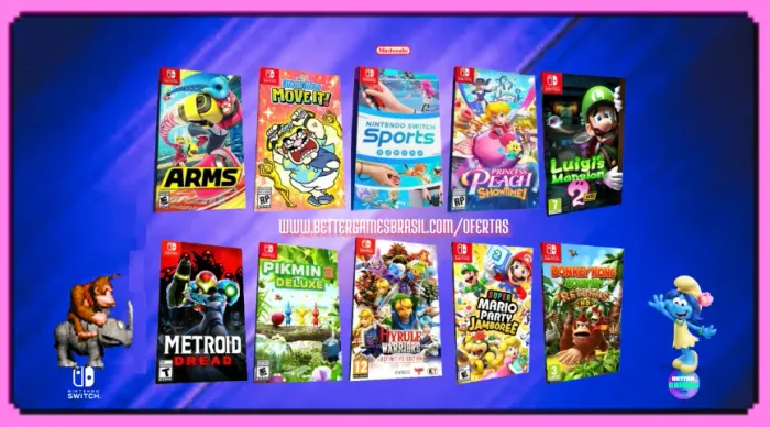 Peach 1 Donkey Mario . Party Warios Kirby Nintendo Sports Pikmin Hyrule Arms Metroid Luigi