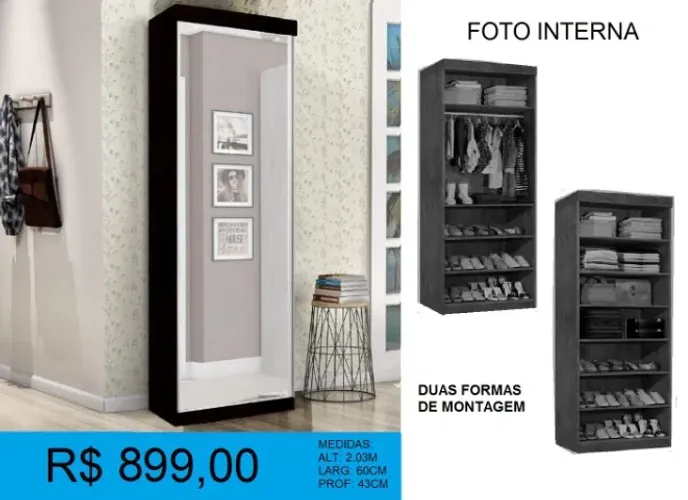 Multi uso espelheira com prateleiras - Entrega e montagem gratis