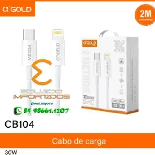 Cabo Tipo C para Lightning 30W 2 Metros Agold CB104