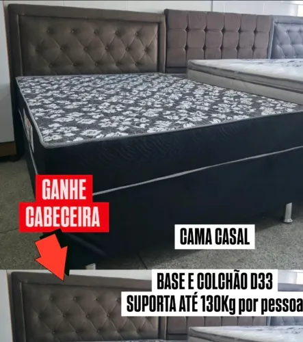 Cama box casal base e colchão D33 - Ganhe cabeceira 