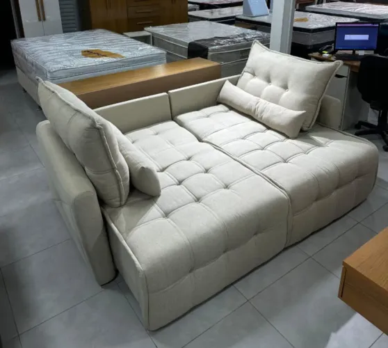 Sofá cama imperial tecido linho prnta entrega 