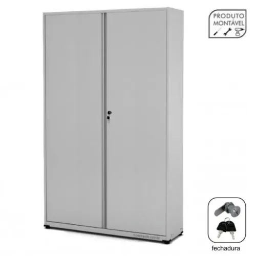 Armário de Aço PA-110 Grande 2 Portas Chapa 26/24 Cinza Reforçado Organização 12007