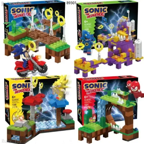 lego sonic, cenário e bonecos