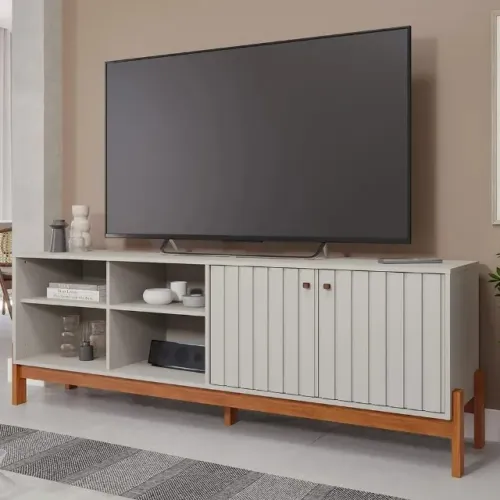 Rack com Painel Ripado Trend Espresso - Estilo Moderno e Acabamento Premium em MDF