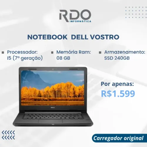 Notebook Dell Vostro i5 7ª Geração 8GB RAM SSD 240GB - Potente! 