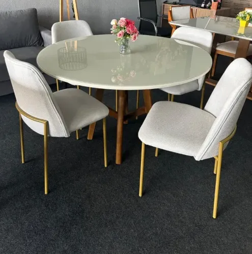 Mesa de Jantar Redonda Fantini com 4 Cadeiras Monaco 120x120 Fazemos entrega
