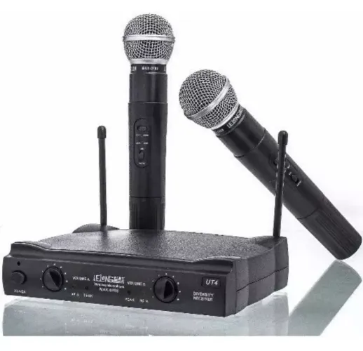 Microfone Sem Fio Duplo - Lelongé UT4