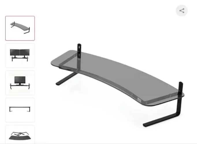 Base para monitor duplo office - preto /vidro fumê 